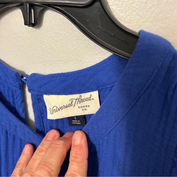 Universal Thread Tiered Cottage Core Sleeveless Gauze  Maxi Dress Blue Cotton L - Picture 6 of 10